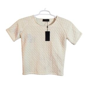 NWT STORM & MARIE Elsihass Cream Quilted Short Sleeve Top Size XS READ